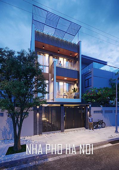 Thiết kế kiến trúc nhà phố hiện đại cao cấp tại Kim Giang Hà Nội